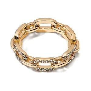 NEW SUGARFIX by BaubleBar Crystal Chain Link Ring Band Ring Size 8 Gold Color